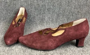 Ros Hommerson Womens Sz 11M Burgundy Wine Suede Feel Cameo 2" Heel Pumps Shoes - Picture 1 of 9