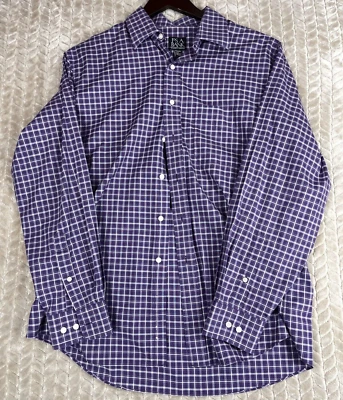 Camisa Jos A Bank Para Hombre Grande Púrpura-Blanca A Cuadros Viajero Ajuste A Medida Abotonada Foto 1 de 4