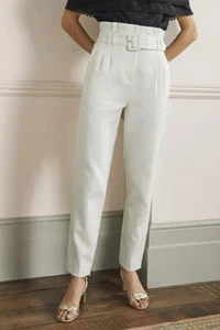 Boden Carrie Paperbag Trousers in Ivory Cream: Belted, Ankle Grazer RRP £90 - Picture 1 of 10