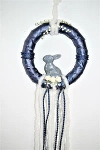 Türkranz Osterkranz Fensterdeko Wandkranz Hase Oster Deko Ostern 35 cm blau - Bild 1 von 5