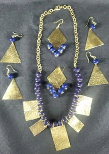 Gehämmert Metall Halskette Ohrhänger Ohrringe Rechteckig Dreieck Platte Lot Mix - Bild 1 von 6