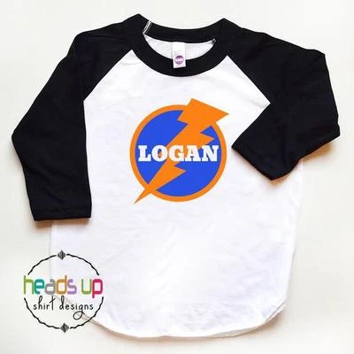  Superhero Shirt Boy/Girl Toddler Custom Name Raglan tshirt Costume Trendy Kids - Image 1 of 2