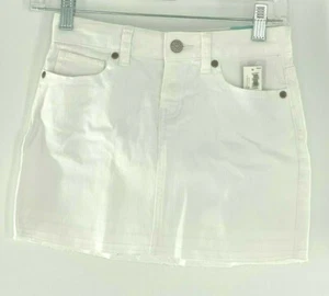 Old Navy Girls 12 Denim Skirt Classic Rise Denim Frayed-Hem Stretch White Jean - Picture 1 of 4