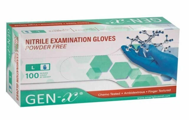 Genx Powder Nitrile Disposable Gloves - Large, Blue, Pack of 1000