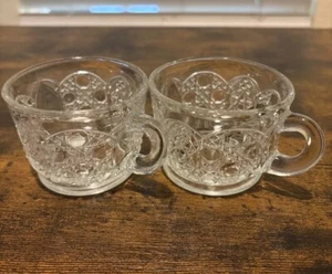 Vintage MCM L.E. Smith Punch Bowl Glass 2 Inches Daisy And Button, Set Of 2 - Picture 1 of 7