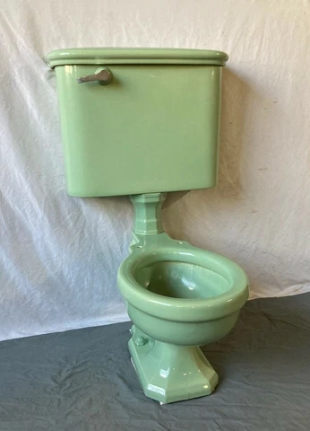 Antique Jadeite Ming Green Complete Toilet Standard Dovoro Old Vtg Bath 421-21E Cover