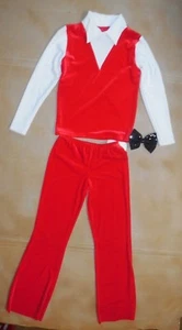 NWT 2 Piece Set Red Velvet Pants Pullover Shirt w/White Collar/Sleeves Small Ch. - Picture 1 of 7