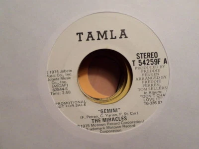 PROMO MOTOWN/TAMLA 45 RECORD/THE MIRACLES /GEMINI/ MONO/STEREO/ EX+ SOUL - Image 1 of 2