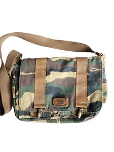 Pre-Owned FOSSIL Camo Textile Leather Strap Messenger Bag One Size - Picture 1 of 17