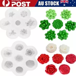 2x Silicone Mould Succulent 3D Candle Mould Flowers Epoxy Resin Casting Moulds - Picture 1 of 7