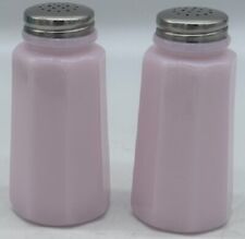 Salt & Pepper Shaker Set - Paneled Pattern Crown Tuscan Pink Glass - Mosser USA
