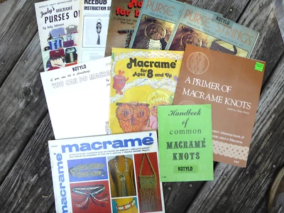 Lot of 10 Vtg Macrame Books Booklets Patterns Instructions Purses Planters Art - Image 1 of 4