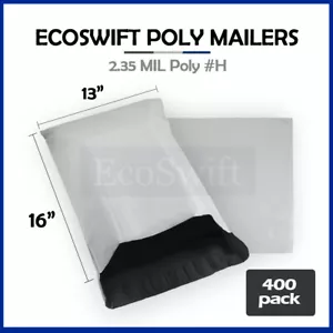 400 13 x 16 EcoSwift White Poly Mailers Shipping Envelope Self Seal Bags 2.35MIL - Picture 1 of 5