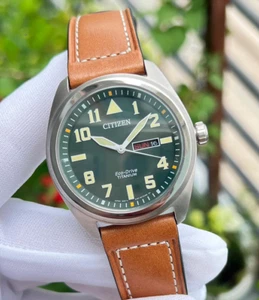 Citizen Super Titanium Sapphire Crystal Green Dial Eco-Drive Watch BM8560-11X - Picture 1 of 8