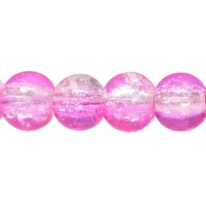 SALE 20 Crackle Glass Beads 6mm - Simply Stunning Pink and Clear - LBD309 - Picture 1 of 1