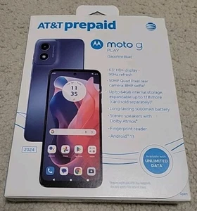 Motorola Moto G Play (2024) Blue AT&T Prepaid Smartphone 64GB NEW FACTORY SEALED - Afbeelding 1 van 5