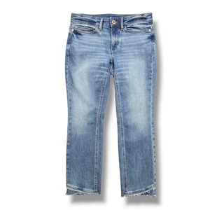 J Jill Demi Bootcut Jeans Womens 2 Petite Fray Hem Low Rise Light Wash - Picture 1 of 9