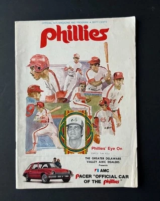 1975 Vintage "PHILADELPHIA PHILLIES" {Expos} Program Magazine SCHMIDT - Image 1 of 3