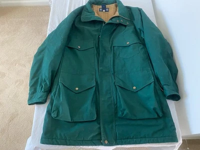 Mens Lands End Jacket Chore Coat Size Large Green Parka Wool Lined NO HOOD EUC - Image 1 of 4