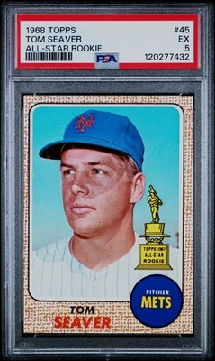 PSA 5 - 1968 Topps # 45 Tom Seaver New York Mets Salón de la fama All-Star Rookie Foto 1 de 2