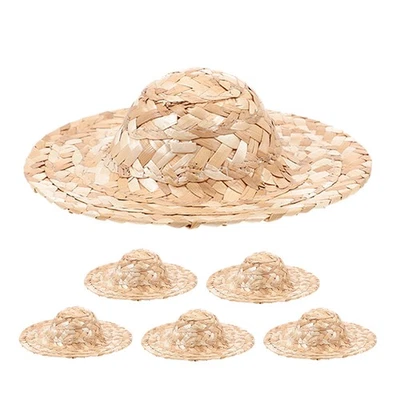  6 cappelli di paglia in miniatura: cappellini da sombrero, cappellini per - Immagine 1 di 4