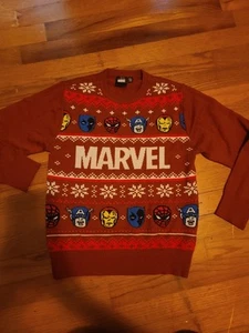 Marvel Ugly Christmas Sweater Spiderman Iron Man Avengers Kids Size Youth Large - Picture 1 of 8