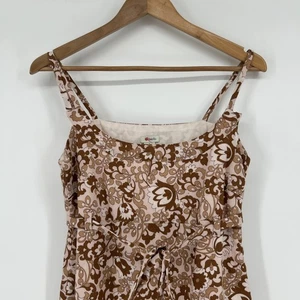 Abito Anthropologie Odille Taglia 6 Floreale Marrone Rosa Prendisole Mini Retro Cotone - Foto 1 di 9