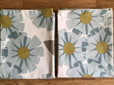 USED 2 Housewife Pillowcases Made W/ Orla Kiely Rhododendron Soft Cerulian Blue - Image 1 of 4