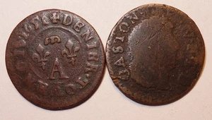 Dombes, Gaston d'Orléans, Lot de 2 denier tournois 1650 et 1651 ! - Picture 1 of 2