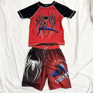 Marvel Avengers Spider-Man Rash Guard and Swim Trunks Boy’s 8 - Picture 1 of 3