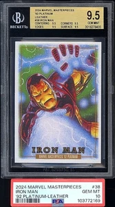 Marvel Masterpieces '92 Platino Cuero Iron Man BGS 9.5 PSA 10 Gemas Como Nuevo Pop 1 - Imagen 1 de 2