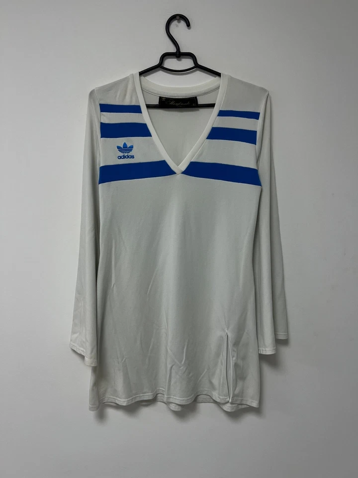 Vestido Jersey Vintage Años 80 Adidas Trifolio Personalizado Hecho a Mano Alemania Occidental Raro Talla 40 Foto 1 de 4