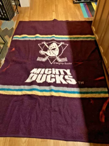 BIEDERLACK Vintage Anaheim Mighty Ducks Wool Yarn Throw Blanket LG 52x72" NICE!! Cover