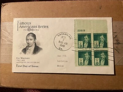 US FDC #889-893 Artcraft (1940) GA, NY, VA, MA. Famous American Inventors-5 FDC - Image 1 of 4
