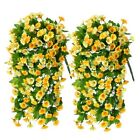2 Pack Artificial Hanging Flowers, Fake Hanging Plants Multicolor Daisy Yellow