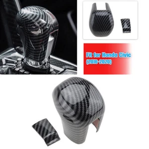 Fits Honda Civic 10th Gen 16-21 Carbon Interior Gear Shift Lever Knob Cover Trim - Bild 1 von 6
