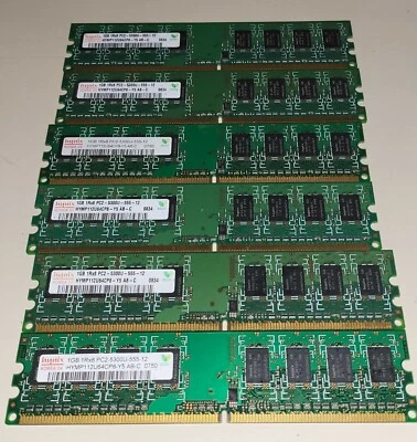 Lot of 6 Nynix 1GB   1RX8 PC2--5300U 555-12 PC RAM Memory - Image 1 of 2