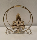 Fleur De Lis Vintage Napkin Holder Wire Gold Toned Mid Century