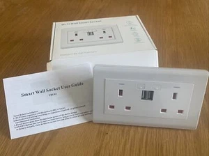 Wi-Fi wall smart double socket with USB chargers - Picture 1 of 4