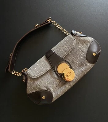 Bolso de mano vintage ESCADA para mujer pequeño bolso bolso de lona/cuero/Italia Foto 1 de 4