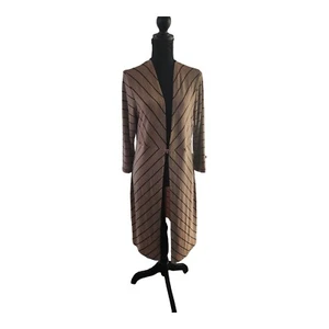 Chico’s Travelers Brown & Black Striped Duster Jacket Women's Size 1 Med NWT - Picture 1 of 7