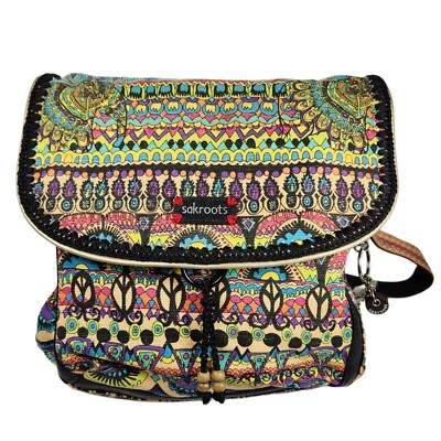 Bandolera Sakroots Bordada Elefante Púrpura Solapa con Bolso Dije Foto 1 de 4