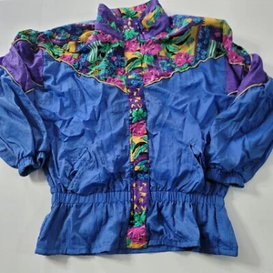 Vintage Kuma Sport Sz Large Full Zip Windbreaker Pockets Hook And Loop Blue - Picture 1 of 8