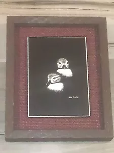 Ken Smith Artwork Scratchboard Drawing Wildlife Baby Duckling Duck Framed w/bio - Picture 1 of 8