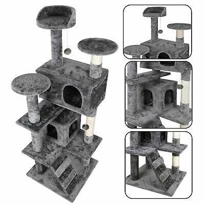 USED  53  STURDY Cat Tree Tower Activity Center Large Playing House Condo Rest • 38.58$
