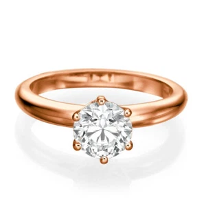 1/2 Carat Sparkling Round Cut Lab Created Diamond Engagement Ring G/SI1 14K Rose - Picture 1 of 4
