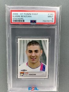 Karim Benzema 2006-07 Panini Foot Stickers Rookie RC #180 PSA 9 mint