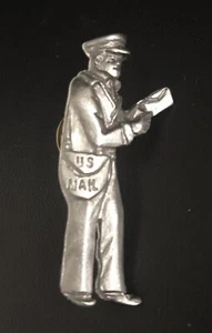Pewter Letter Carrier Mailman US Post Office Statue Lapel Hat Pin Pinback - Picture 1 of 1