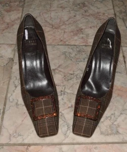 Stuart Weitzman Brown Plaid Shoes w Jewel Buckle Size 9.5 M - Bild 1 von 7