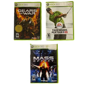 LOT OF 3 Xbox 360 Games: Gears of War, Tiger Woods PGA Tour 09, Mass Effect - Picture 1 of 3